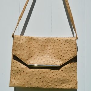 Merona Ostrich Texture Envelope Clutch, Tan